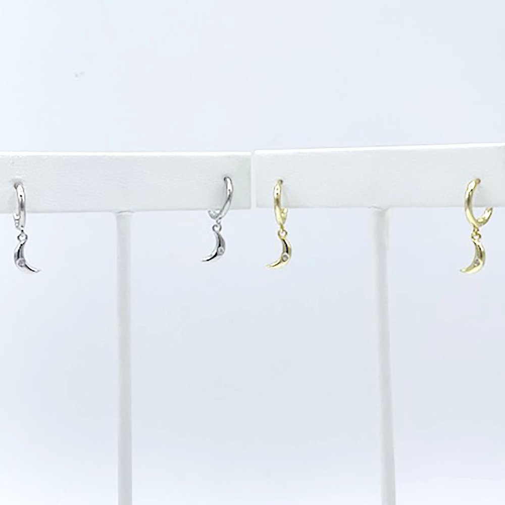 Silver Moon Hoop Earrings (925)